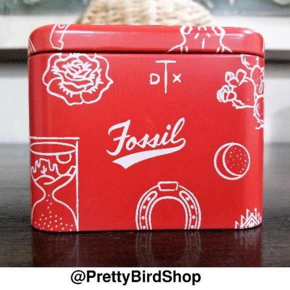 FOSSIL watch NWT rare mother of pearl gold bezel tan leather gray main image 5